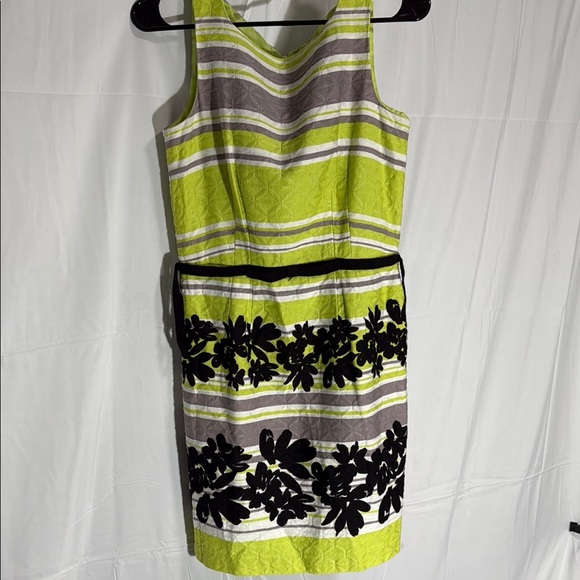 Taylor Striped Floral Women's Dress - Lime and Black Size 6 - Picture 1 of 10
